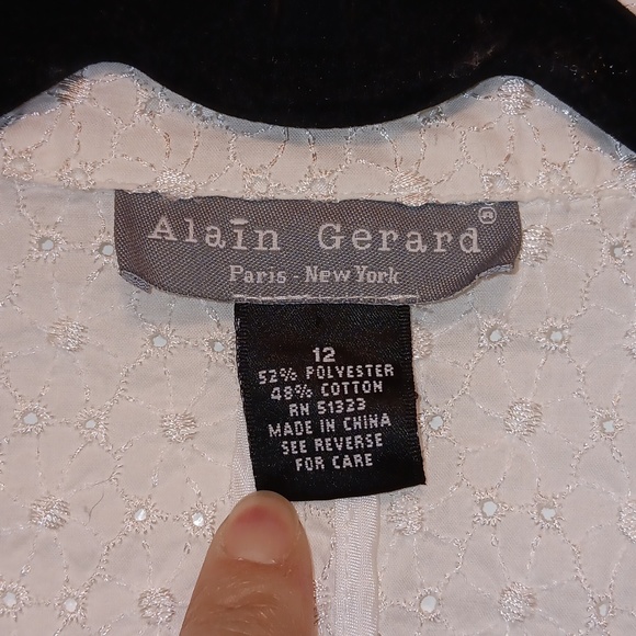 Alain Gerard Paris New York Whute Eyelet Blazer Jacket 12 - Picture 2 of 6